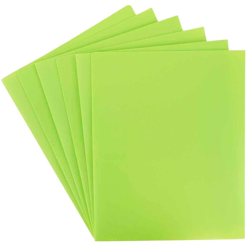 JAM PAPER Heavy Duty Plastic 2 Pocket Extra Tough School Folders - Lime Green - 6/Pack - Image 3